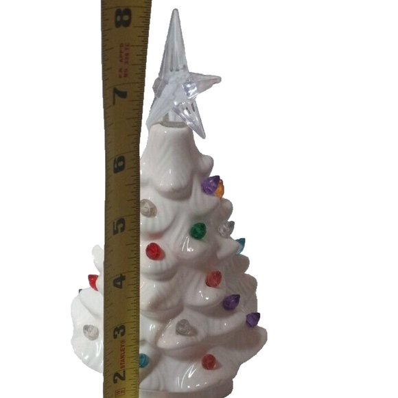White Ceramic Light Up Christmas Tree holiday 8 inch seasonal winter - Picture 2 of 2